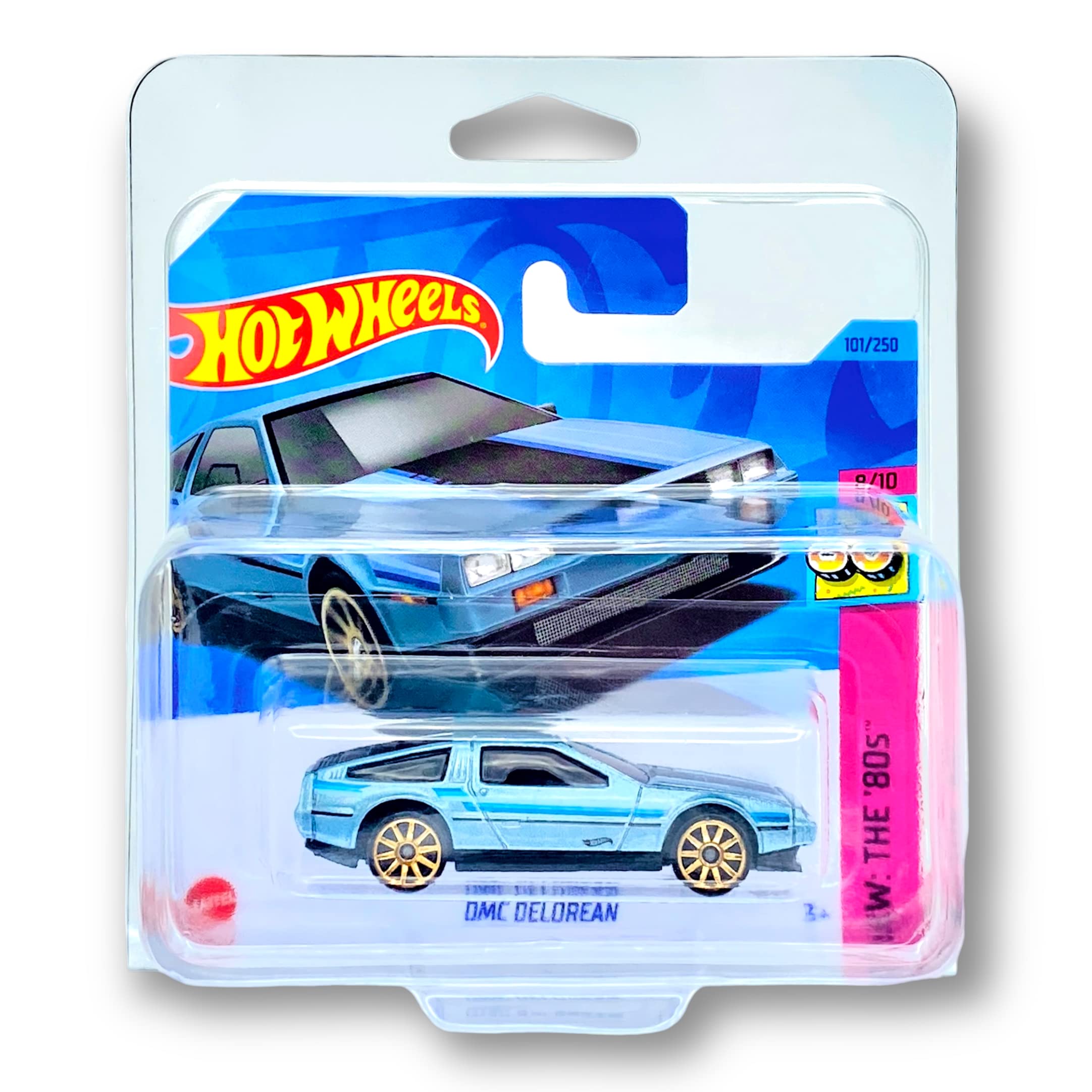 Hot Wheels DMC Delorean (Blue) 8/10 HW: The 80's 2023-101/250 (Short Card) - COMES IN A KLAS CAR KEEPER PROTECTIVE COLLECTORS CASE - HKG84