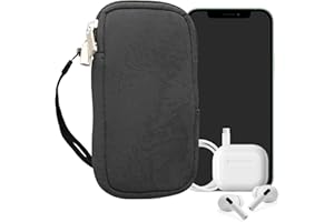kwmobile Neoprene Phone Pouch Size M - 5.5" - Universal Cell Sleeve Mobile Bag with Zipper, Wrist Strap - Grey