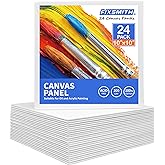 FIXSMITH Canvas Boards for Painting 10x10 Inch, Super Value 24 Pack Paint Canvases, White Blank Canvas Panels, 100% Cotton Primed Canvas for Painting, Painting Art Supplies