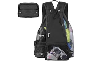 Timoxi Swim Bag Beach Backpack with Padded Shoulder Strap Mesh Backpack with Wet Pocket for Swimming, Gym