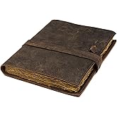 Refillable Vintage Leather Journal - Book of Shadows Journal, Vintage Journal, Writing Journal, Handmade Antique Deckle Edge Paper, Vintage Leather Journal (8.3" x 5.8" - A5, Vintage Brown)