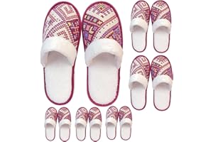 LILIGLORIS 6/10/12 pairs Spa Slippers for Guests, Washable Reusable Disposable Slippers for Women Men, Jacquard Fleece Closed-Toe Design for Hotel, Bathroom, Bedroom, Wedding, Travel, SPA Bulk Slippers for Guest Use