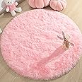 Amazon.com: KIXINWA Pink Round Rug, 4X4 Feet Fluffy Circle Area Rug for ...