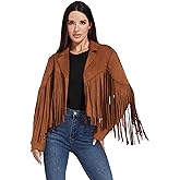 Fahsyee Fringe Leather Jacket Women, Western Cowgirl Outfits for Women Country Concert Wear Suede Cropped Coat S-XXL