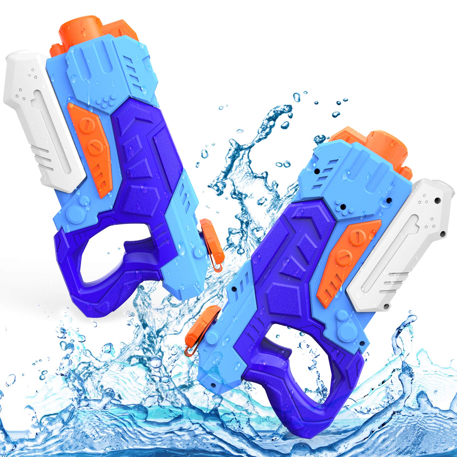Kiztoys Water Gun Toys for Kids, 2 Pack Powerful Water Pistols with 1200ML Large Capacity and 33ft Long Range for Summer Water Sports Garden Beach