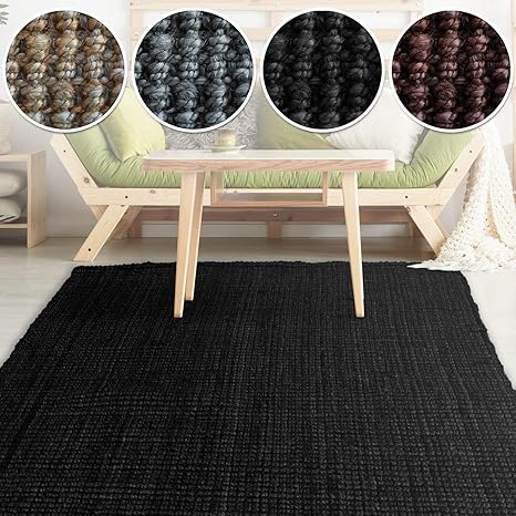 casa pura Jute Teppich Webteppich aus Naturfaser | Moderner Juteteppich | Natürliche Sisal Optik für Wohnzimmer, Esszimmer un