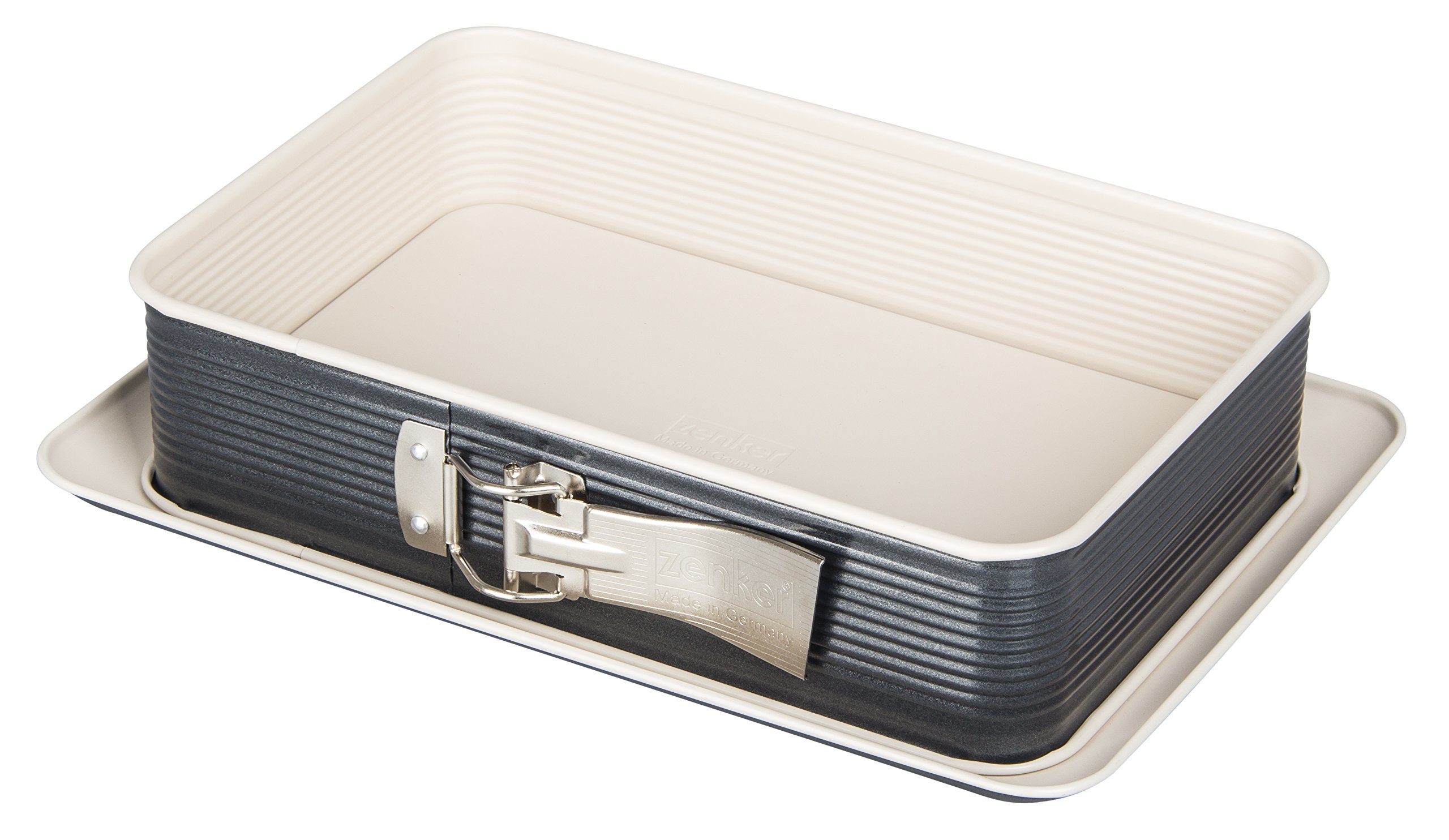 Zenker Rectangular Creme Noir Springform, Stainless Steel, Grey/Beige, 28 x 18 x 7 cm
