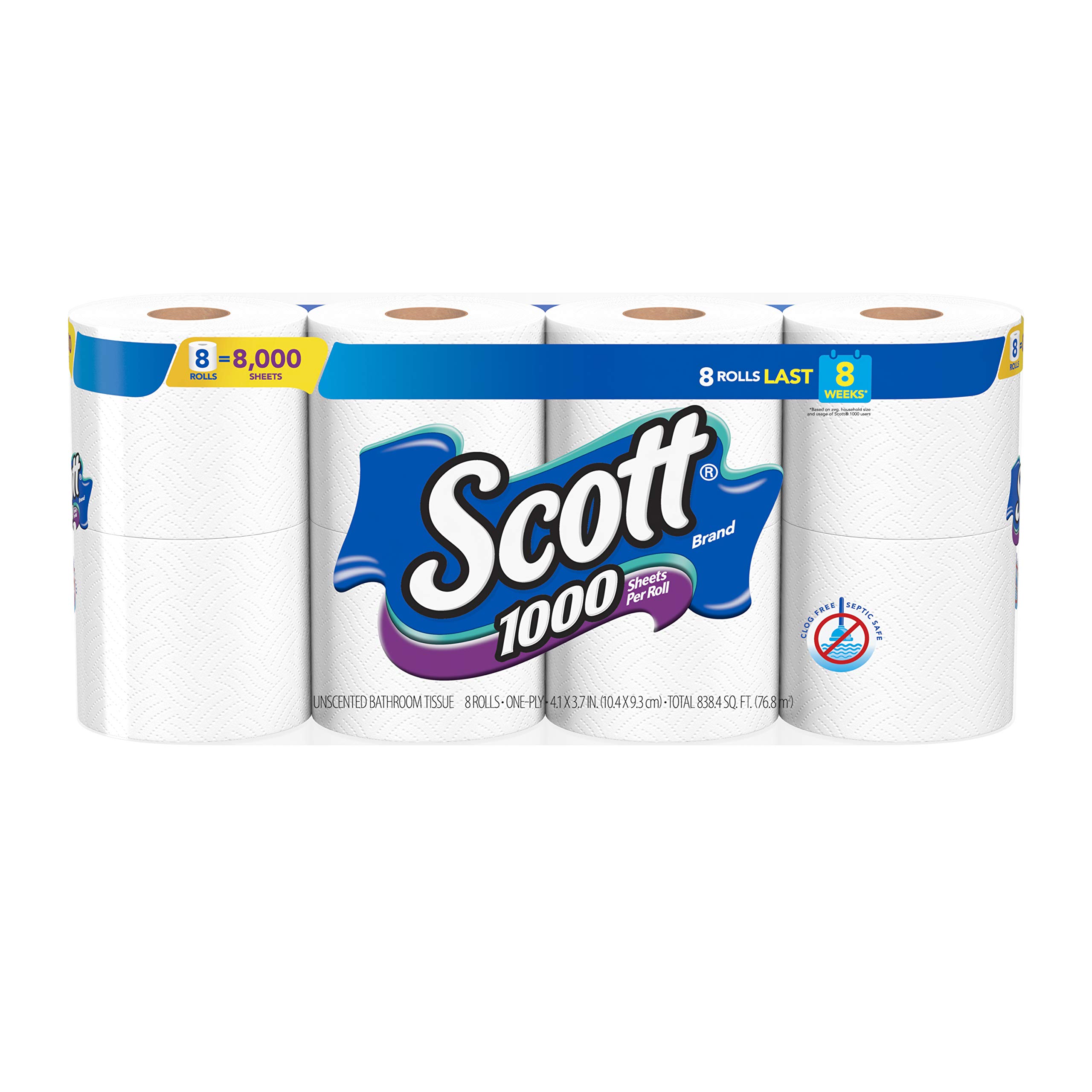 Scott 1000, Toilet Paper, 8 Rolls