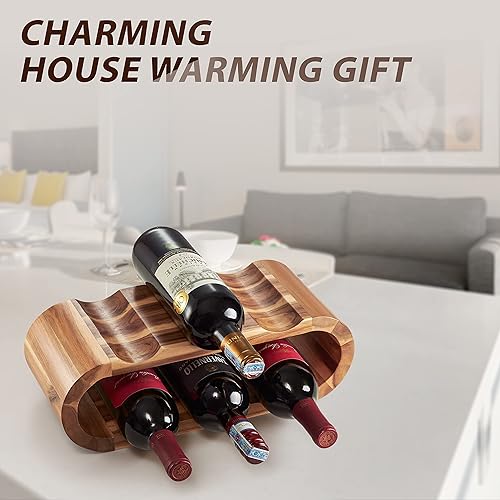 BLUEWEST Wooden Wine Racks Countertop, Bottle Wine Rack, Acacia