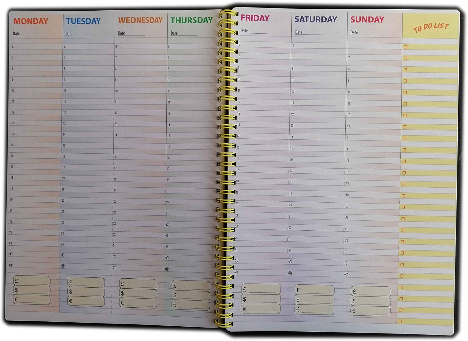 A4 Weekly Planner Without Date Paper 120g Din A4 8.3x11.7" 21x30cm Spiralbound