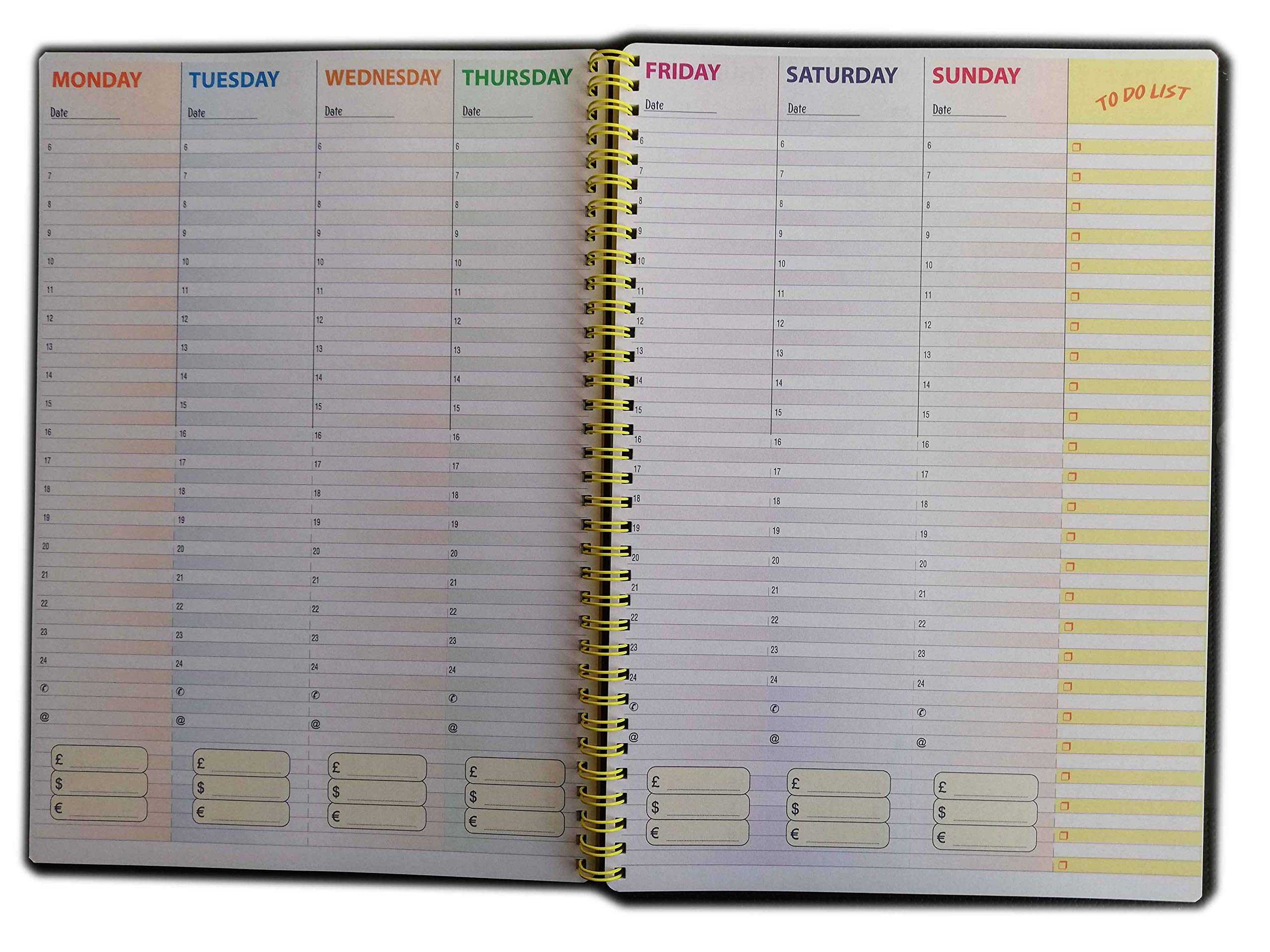 A4 Weekly Planner Without Date Paper 120g Din A4 8.3x11.7" 21x30cm Spiralbound