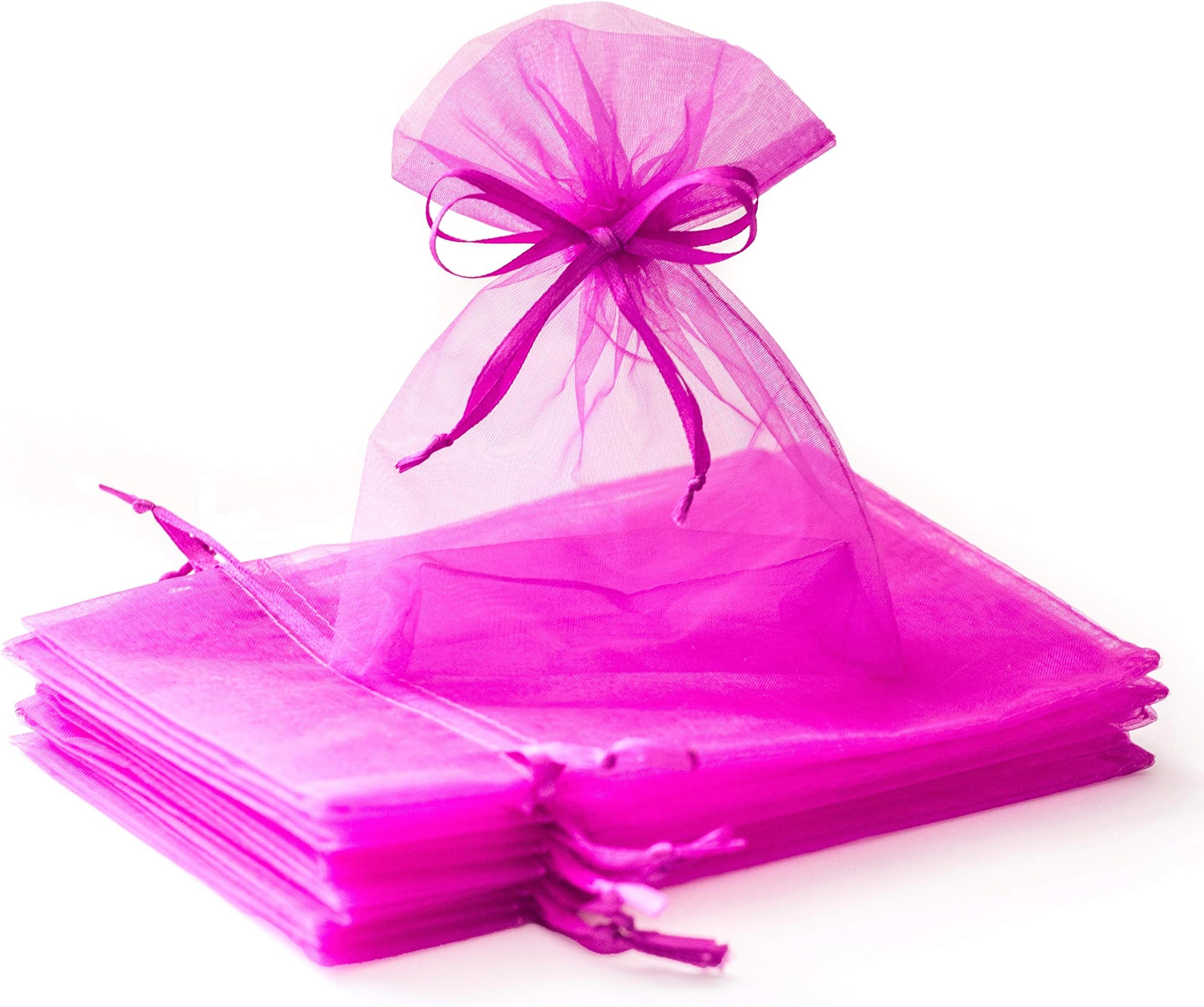 Bags 100Pcs 5x7 inch Dark Hot Pink Gift Pouch with Satin Drawstring Perfect for Wedding Baptise Party Favors Candy Jewelry Cosmetics