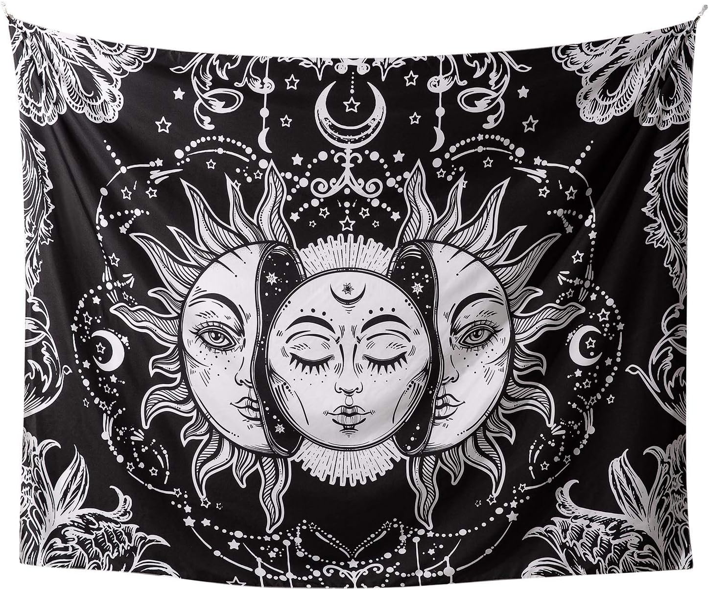 DasyFly Sun and Moon Tapestry Wall Hanging,Black and White Mystic