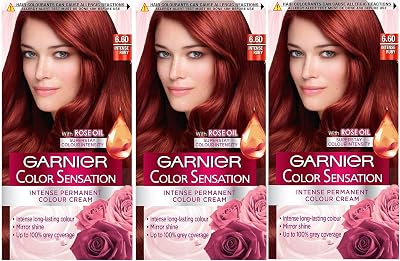 Garnier Colour Sensation 6.60 Intense Ruby Red Permanent Hair Dye Pack of 3