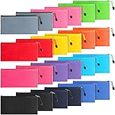 CACASO 24 Pack Pencil Pouch Bulk,Waterproof Zipper Pencil Pouches,Small Zipper Pencil Bags,Pencil Case Bulk for Office Supplies Cosmetic Travel Storage,12 Colors,9.3'' x 4.5''