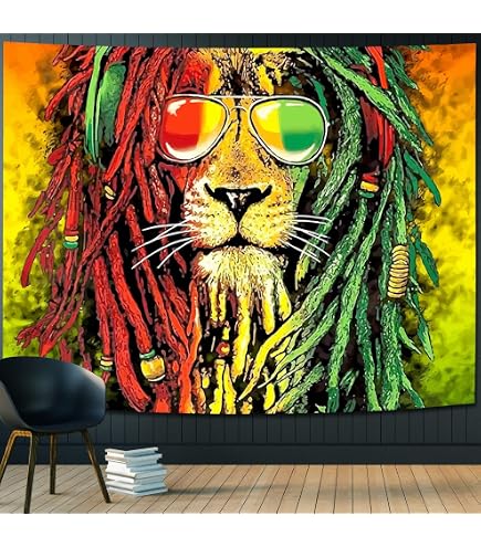 Amazon.com: Bob Lion Rasta Tapestry Hippie Reggae Wall Hanging For