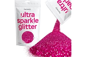 Hemway Premium Ultra Sparkle Glitter Multi Purpose Metallic Flake for Arts Crafts Nails Cosmetics Resin Festival Face Hair - Dark Rose Pink - Ultrafine (1/128" 0.008" 0.2mm) 100g / 3.5oz