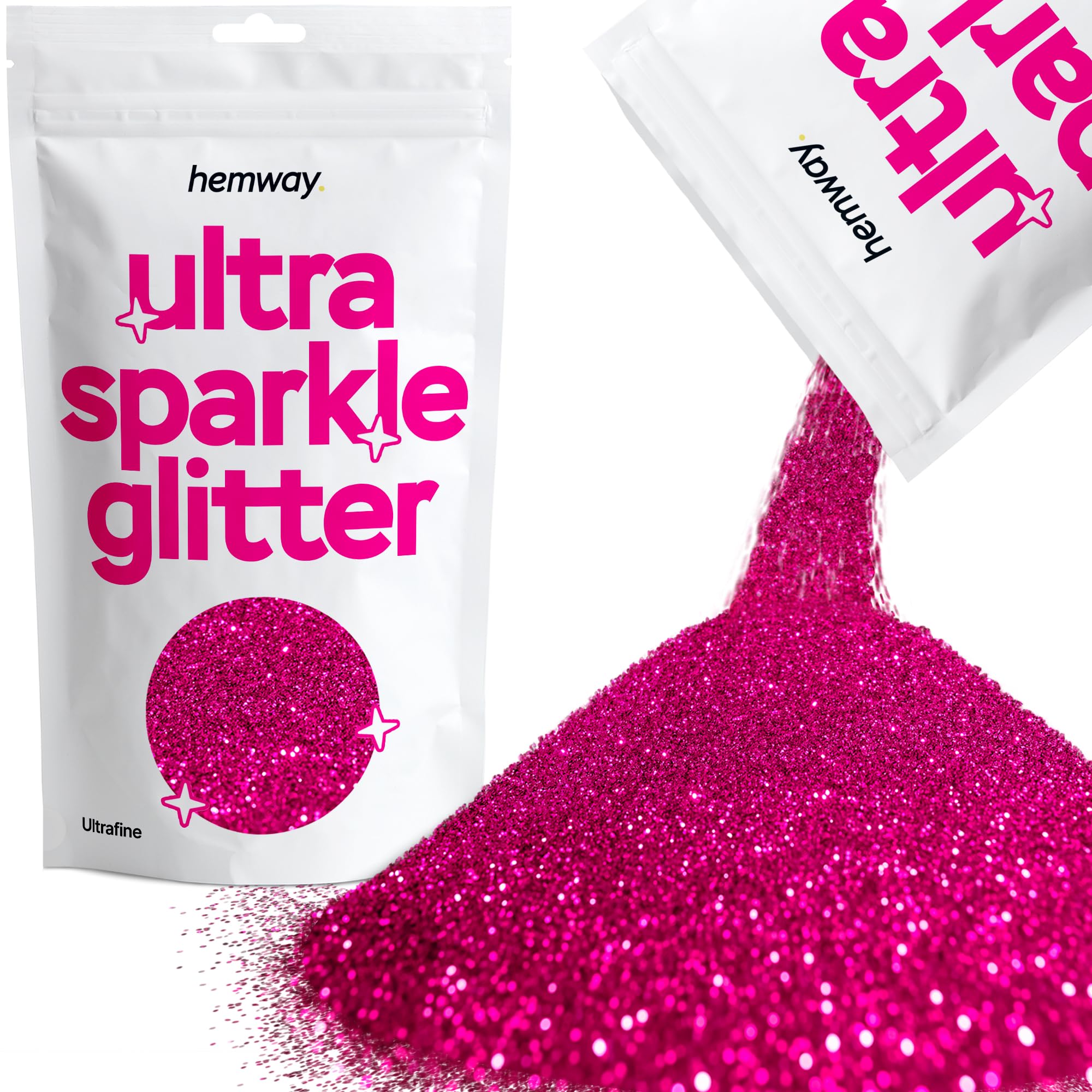 Hemway Ultra Sparkle Glitter Dark Rose Pink 100g Ultrafine | Glitter for Arts & Craft, Makeup, Nail Art, Crafting, Card Making, Sparkle Decoration