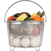 AOZITA Steamer Basket for Instant Pot Accessories 6 qt or 8 quart - 2 Tier Stackable 18/8 Stainless Steel Mesh - Silicone Han