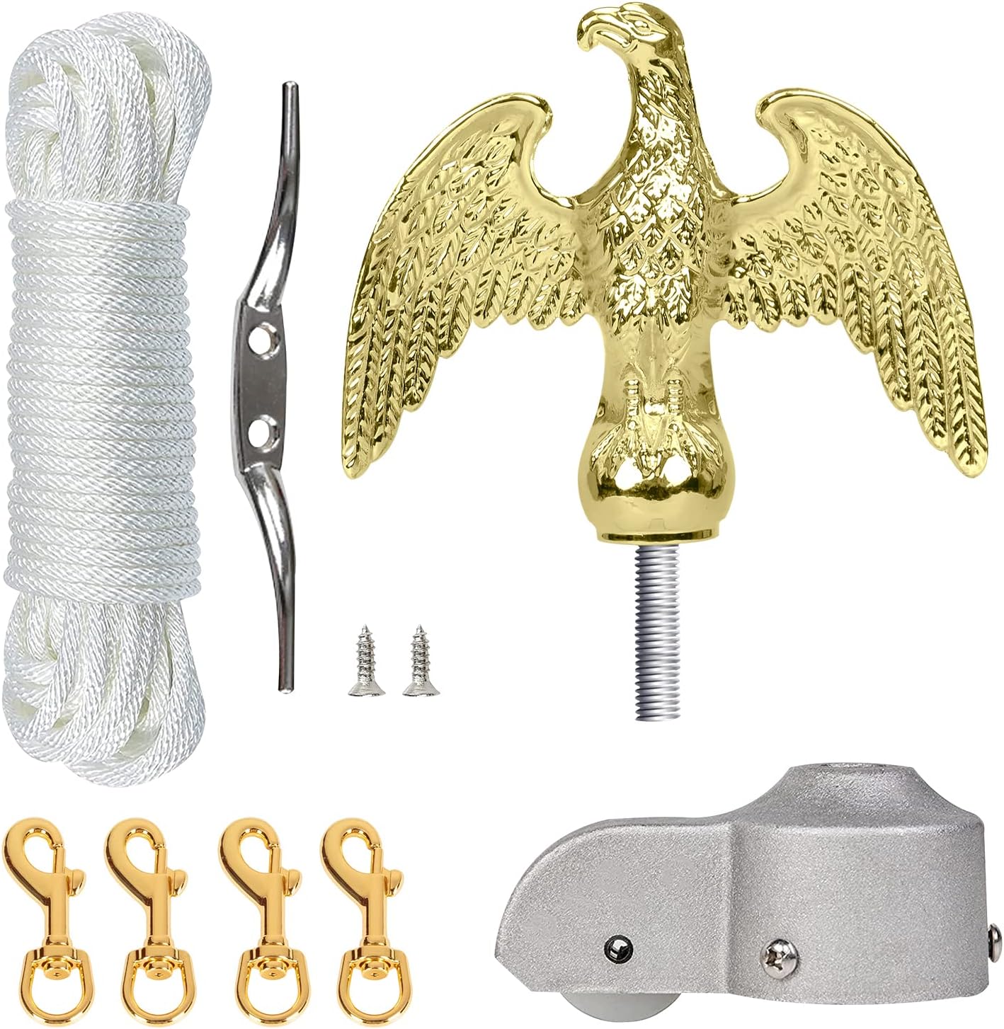 Flagpole Hardware - NQ Flagpole Hardware Repair Parts Kit - 50 Feet Halyard Rope+7