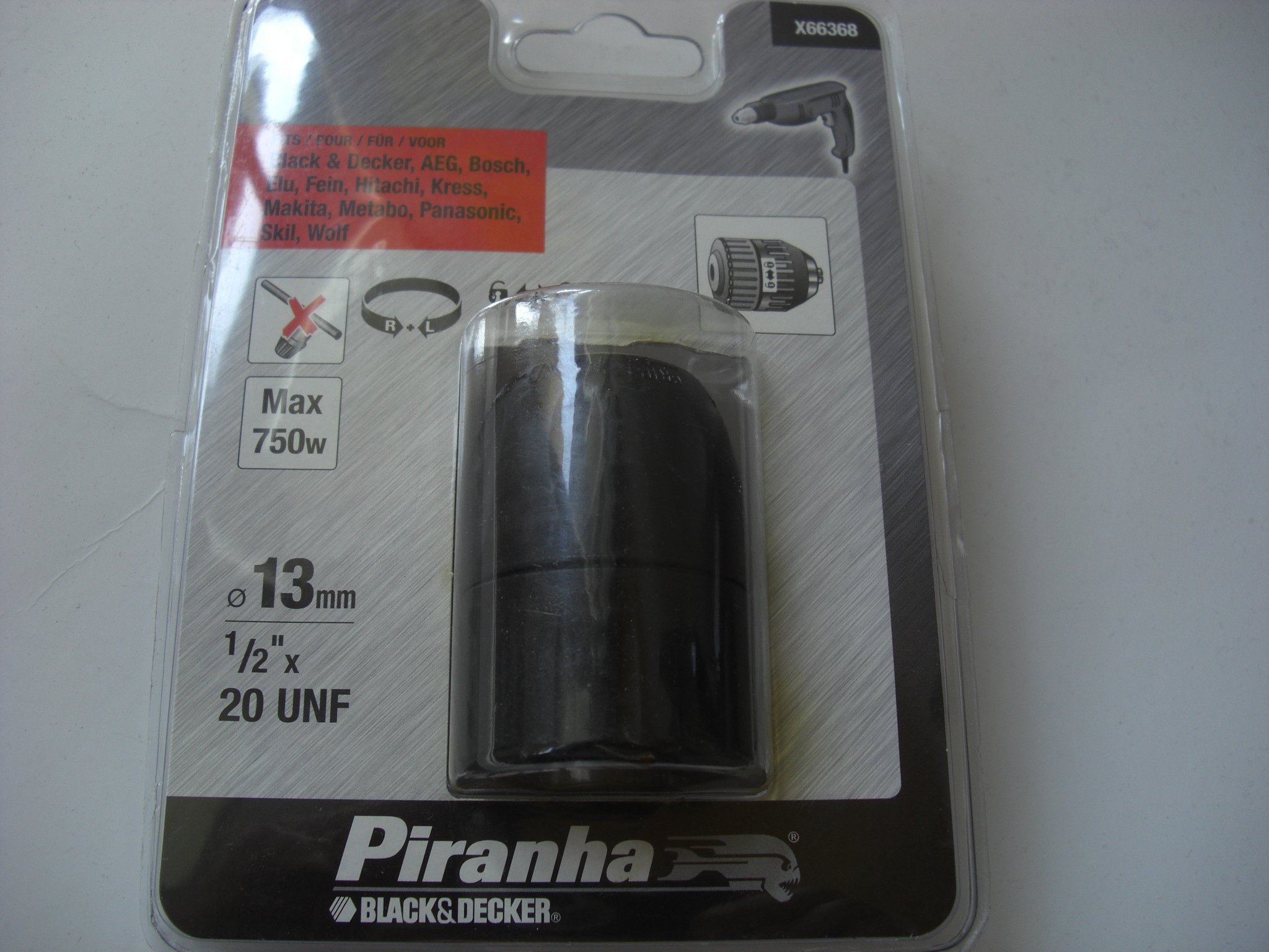 Piranha 13mm 1/2-inch x 20 UNF Female Reversible Locking Keyless Chuck