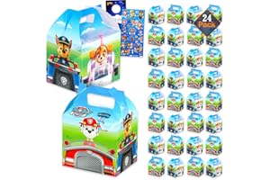 Paw Patrol Treat Boxes Set for Celebrations - Bundle with 24 Favor Boxes for Birthdays, Prizes, Plus Stickers, More | Paw Patrol Party Favors for Boys, Girls