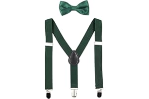 HANERDUN Kids Suspenders Bowtie Sets Adjustable Suspender Set for Boys and Girls