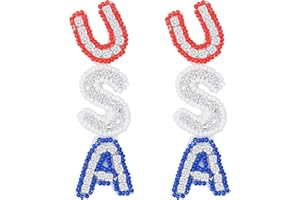 TRINCKLE 4th of July Earrings, USA Earrings for Women Matching Fourth of July Outfit as Independence Day Gifts, 4 of July Red White and Blue Accessories as American Flag Jewelry for Patriots Girls