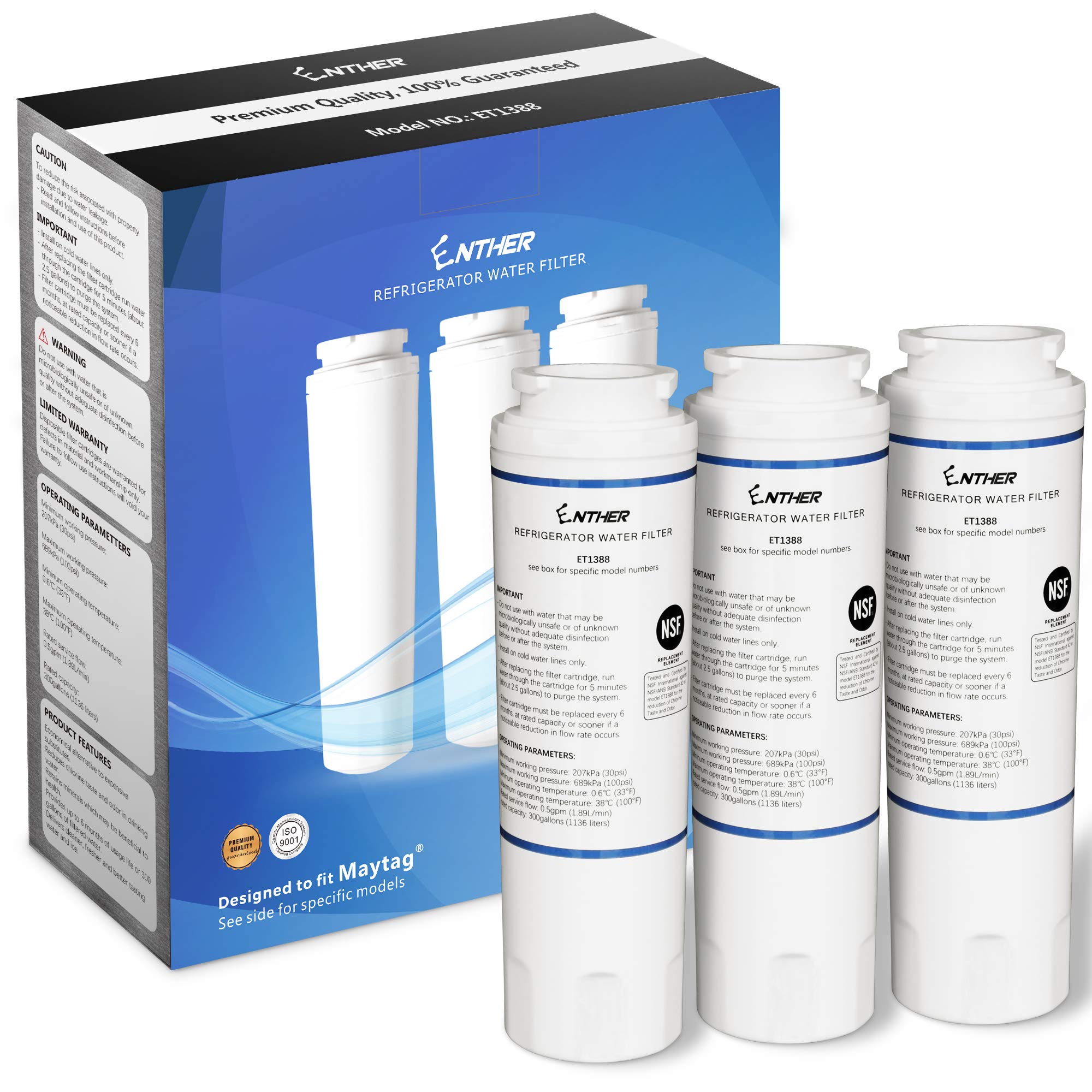 Enther UKF8001 Refrigerator Water Filter Replacement NSF/ANSI Certified