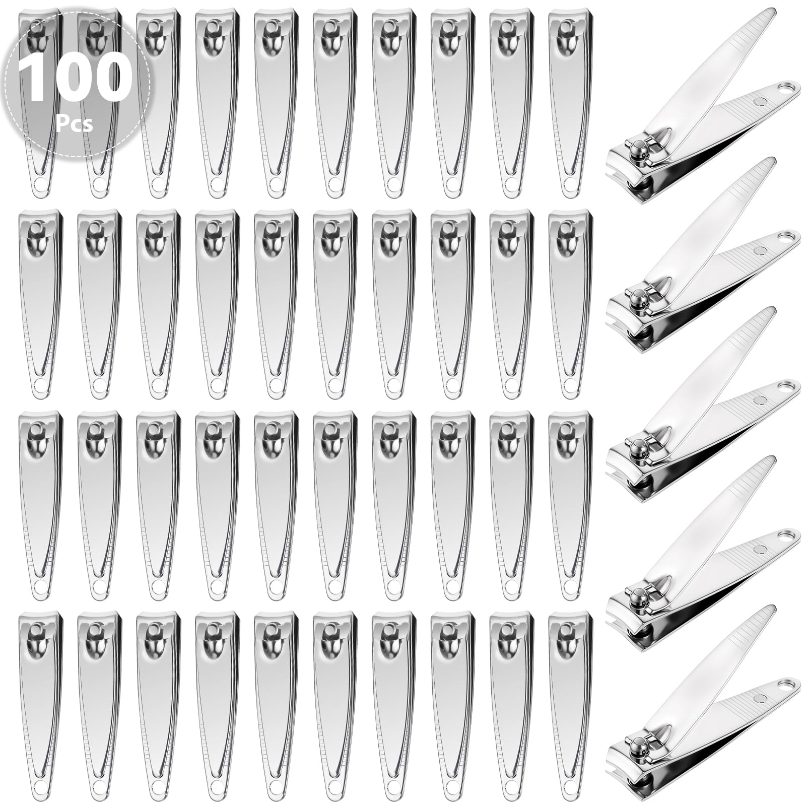 Photo 1 of 100 Pieces Nail Clippers Bulk for Men Women Adult, Ultra Sharp Stainless Steel Fingernail & Toenail Clippers Set, Flat Portable Travel Fingernails Sturdy Trimmer Pointed Pedicure Manicure Care Tool