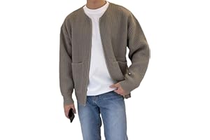 Men's Full Zip Knitted Base Sweater Loose Fit Casual Spring Fall Sweater Cardigan Solid Lightweight Sweaters