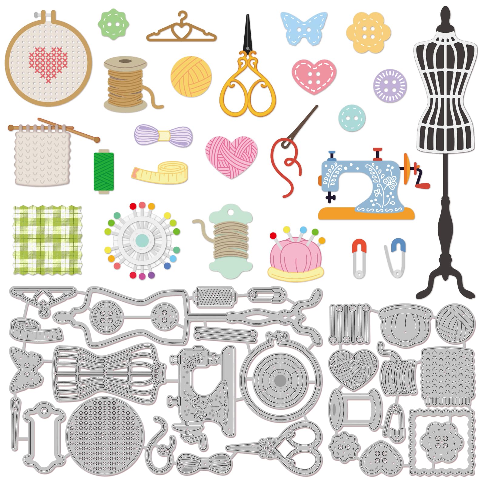 GLOBLELAND Sewing Tool Cutting Dies for DIY Scrapbooking Metal Sewing Machine Die Cuts Cutting Dies Template for Paper Card Making Decoration Album Craft Decor