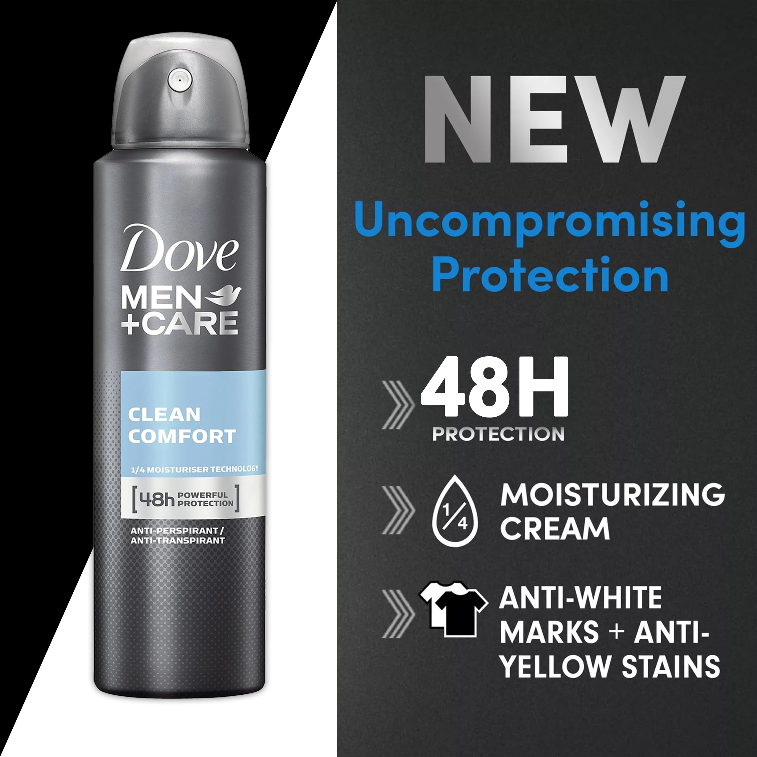 Dove Men + Care Antiperspirant Deodorant Spray, 6 Pack, 48H Protection, Long-Lasting Clean Comfort Scent, Soothes & Moisturises Skin, 5 oz. Each