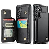 Vinich for Samsung Galaxy A16 Wallet Case with Card Holder, RFID Blocking Credit Slots Kickstand Shockproof Phone Cover Fit for Galaxy A16 6.7" Black