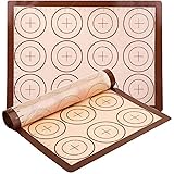 YORLFE Silicone Baking Mat Set, 2 Pack Non-Stick Silicon Liner for Bake Pans & Rolling with Measurements, Heat Resistant Cook