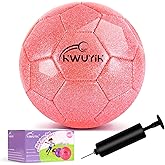 OKWUYiK Size 3 4 5 Glitter Pink Gold Purple Soccer Ball with Pump Youth Toddler Soccer Ball for Kids Aged 4-6 6-8 8-12 Training Ball for Teens Boys Girls