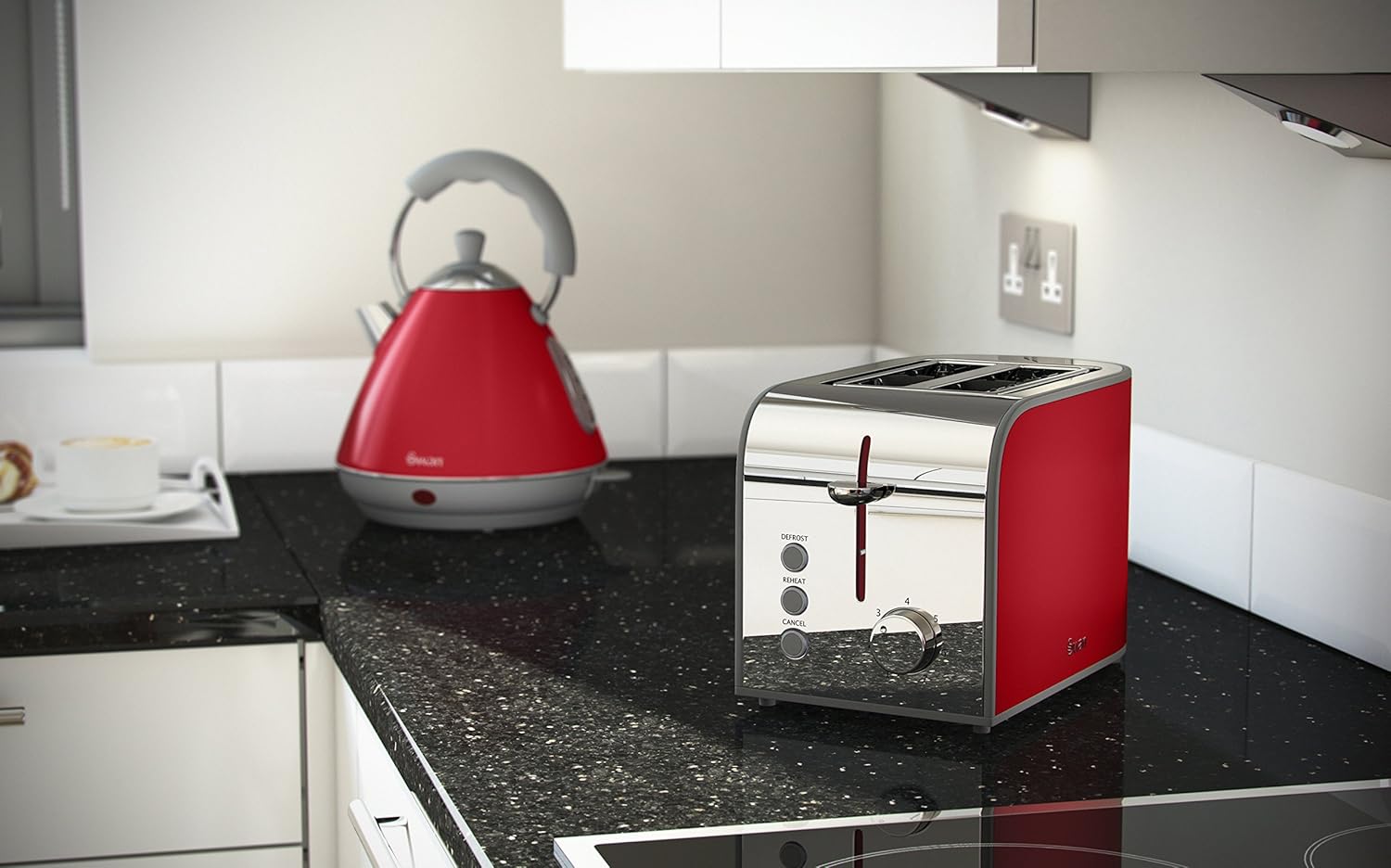 Swan 2Slice Retro Toaster, 800 Watt, Red BigaMart