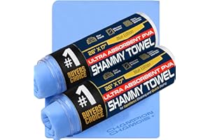 Champion Chamois UltraAbsorb+ Drying Cloth for Cars - 2 Shammy Pack + Storage Tubes | Premium Quality Lint Free, Scratch Free
