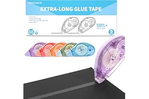 DEYUANCH 65.62 ft Extra-Long Double Sided Tape, 0.31 in Wide, 5-Pack, Photo-Safe Acid-Free Glue Tape, Scrapbook Tape for Gift