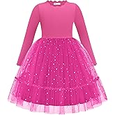 Arshiner Toddler Girl Tutu Dress Fall Winter Long Sleeve Star Sequin Holiday Party Tulle Dresses 2-6Y
