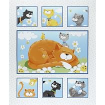 Amazon.com: Susybee Kitty The Cat 36" Panel White, Fabric by The ...
