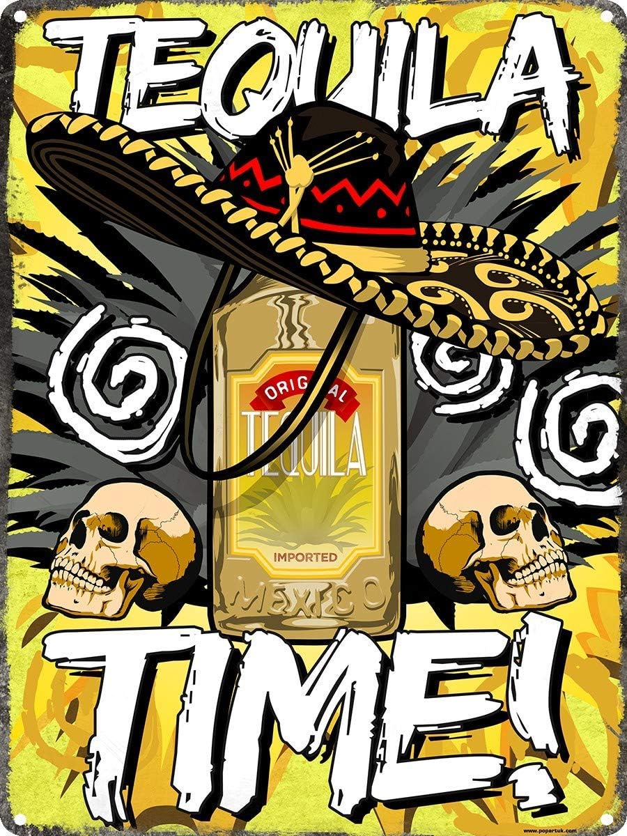 NINGFEI Tequila Time Tin Sign, Mexican Madness Tin Sign Wall Decor for Garden Patio Gym Ranch Indoor Wine Cellar Metal Signs 12