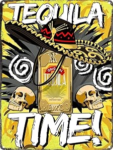 NINGFEI Tequila Time Tin Sign, Mexican Madness Tin Sign Wall Decor for Garden Patio Gym Ranch Indoor Wine Cellar Metal Signs 12