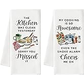 GioXtra Funny Joked Kitchen Towels - 2Pcs Funny Wacky Hand Towels Kitchen Ware Quote Towel Absorbent Drying Dishcloth Tea Towel Kitchen Bathroom Decor for Mom Women Birthday Party Housewarming Gift #C