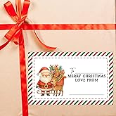 Merry Christmas Gifts Tags Stickers from Santa, 30 Pcs Christmas Name Tags for Gifts, 3.5x2.1 Inch Holiday Presents Sticker Labels, Festive Chrismas Name Tag for Wrapping Bags Classroom-D15