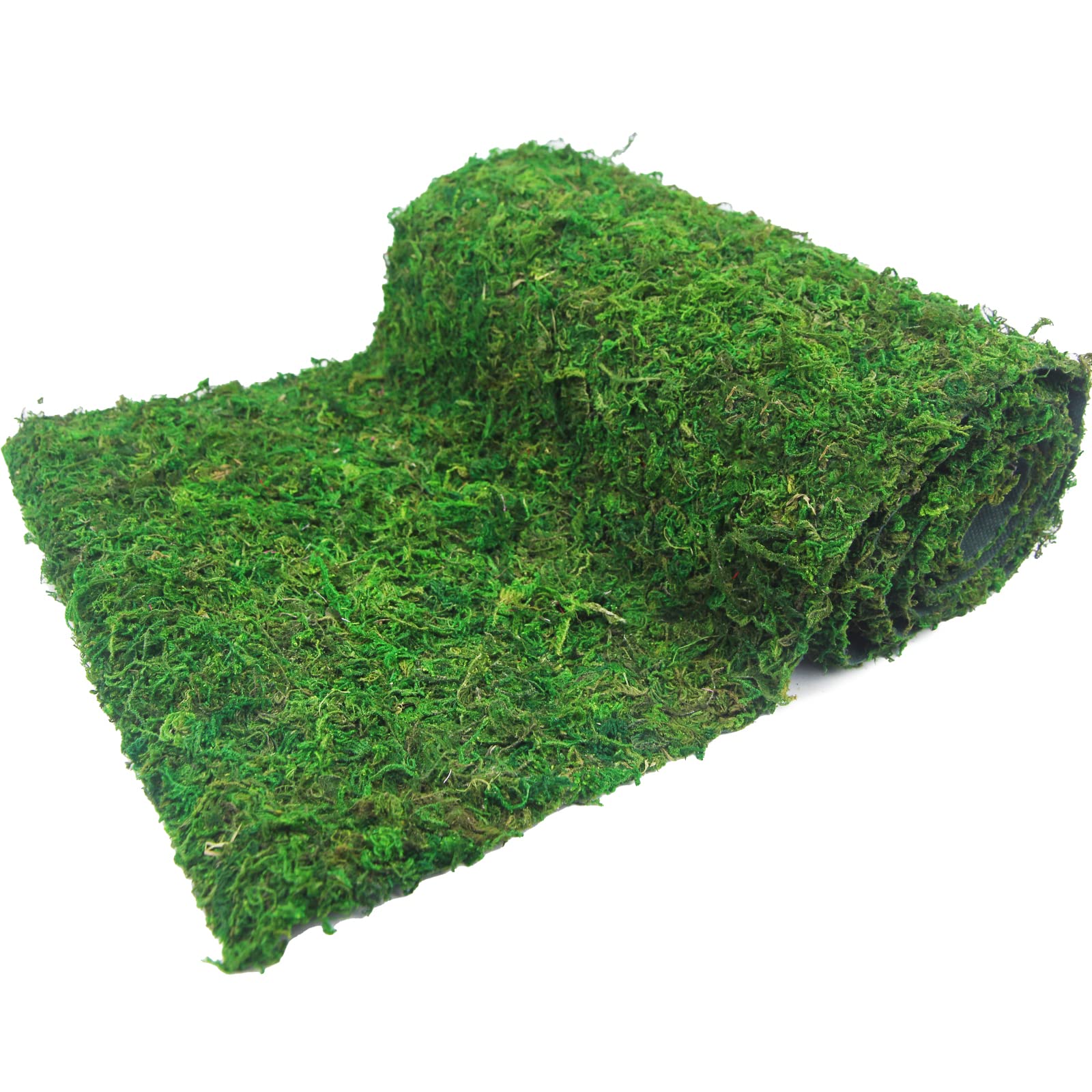 Photo 1 of FAICOIA Moss Table Runner Dried Moss Roll for Crafts Fairy Gardens Wedding Woodland Decor 12" x 71" Preserved Green Moss Mat for Table Decoration Carpet Grass Wall 30x180cm