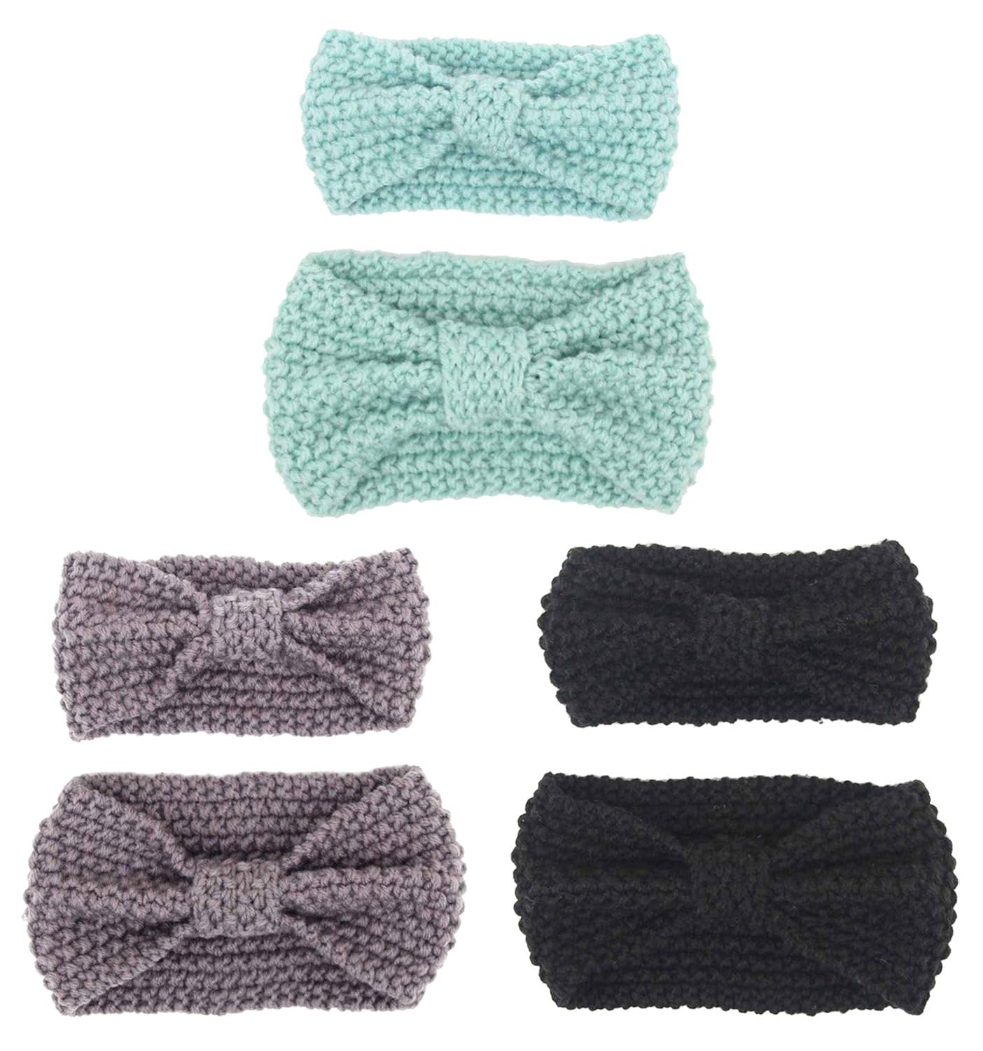 Mom And B01n2ledwd Black Gray Light Gellwhu Meヘッドバンド赤ちゃん女の子ニット暖かいheadwrapノットヘアセット Blue ヘアアクセサリ 独特な