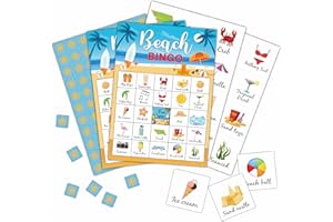 Foosproea Beach Party Bingo Cards, Summer Bingo Games for 24 Players, Pool Party Games for Family Friends Large Group Activities, Beach Party Favors Supplies Decorations(33)