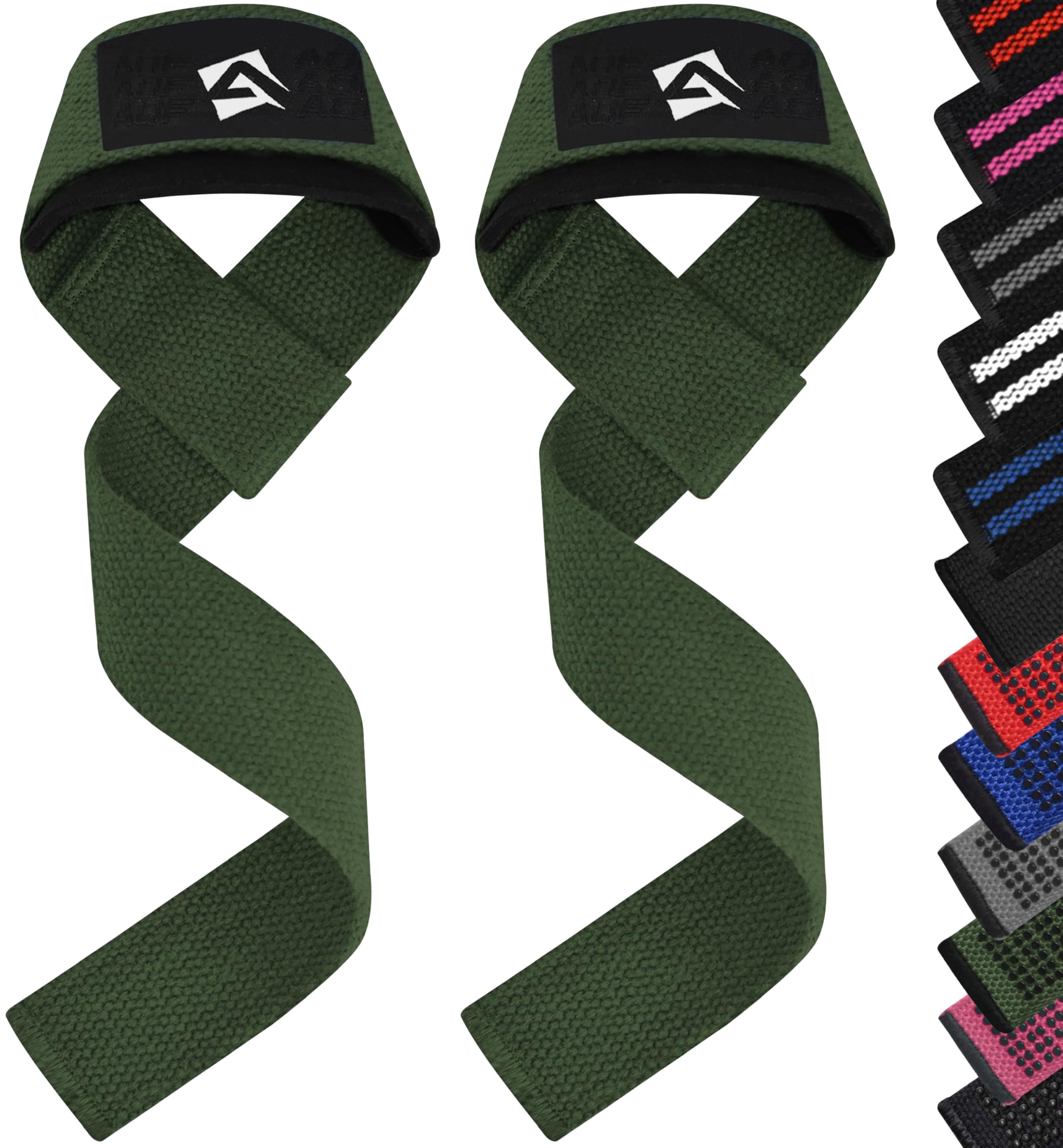 AQF Weight Lifting Straps, 100% Cotton Gym Wrist Straps, 60CM Heavy Duty Lifting Straps with 5MM Neoprene Padding, Non-Slip Advanced Gel Grip, Ideal for Deadlifts Strength Training