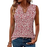 Romanstii Sleeveless Shirts for Women Casual Summer V Neck Tank Tops Dressy Blouses Tunic